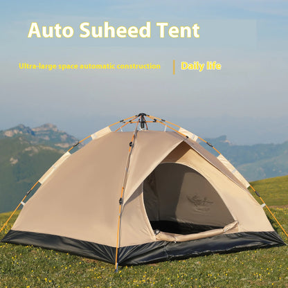 Instant Golden Pop-Up Tent – Portable 3-4 Person Sun &amp; Rain Shelter for Beach &amp; Camping