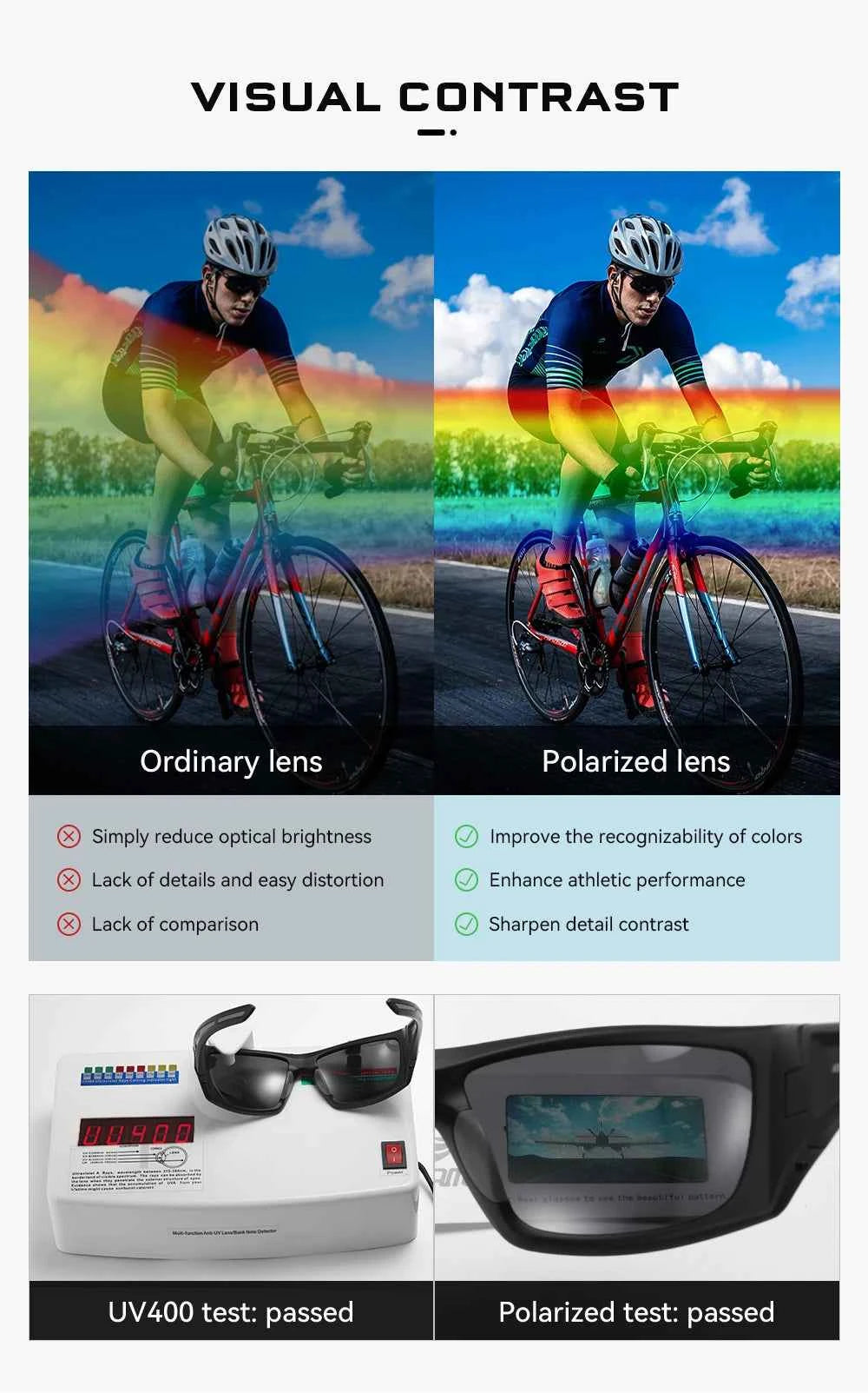 KDEAM High Quality TR90 Material Riding Sunglasses Men&