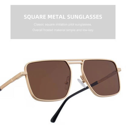 GENTLE LIU KSL-98280 Oversized Double Beam Square Sunglasses – Alloy Frame, UV400