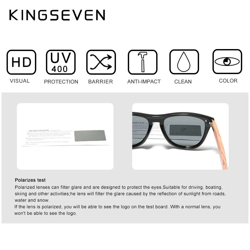 KINGSEVEN B5510 Natural Bubinga Wood Sunglasses – Oversized, Handmade, Unisex