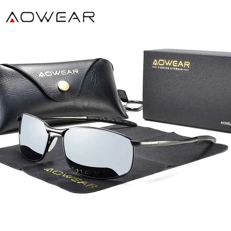 AOWEAR Retro Polarized Mirror Sunglasses – UV400 Vintage Driving Eyewear with Case
