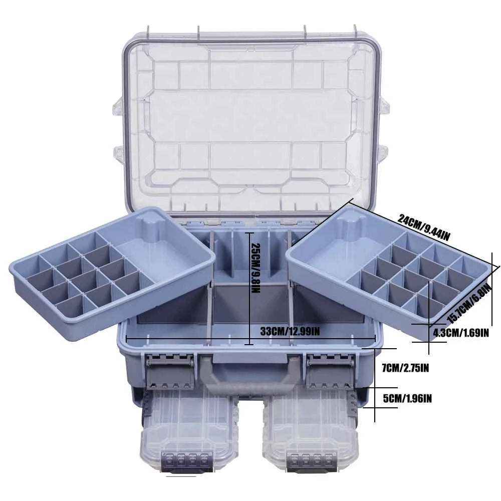 Large Capacity Waterproof Fishing Tackle Box – Hard Shell | Multi-Compartment | Portable | Fishing &amp; Camping
