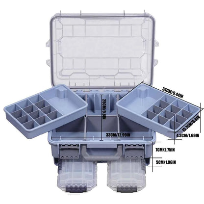 Large Capacity Waterproof Fishing Tackle Box – Hard Shell | Multi-Compartment | Portable | Fishing &amp; Camping