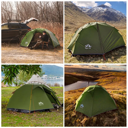 Night Cat 2-Person Backpacking Tent – Double Layer, PU3000mm Waterproof, Aluminum Poles, Fast Setup (ZP-34)