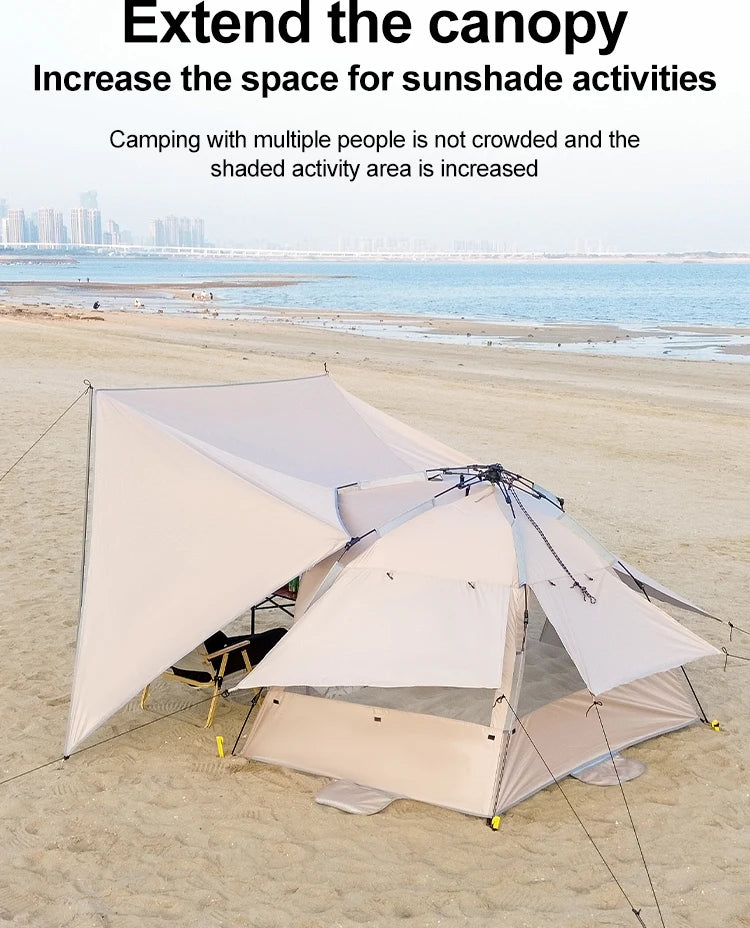 Sonuto Outdoor 3-4P One-Touch Camping Tent Quick Automatic Opening Beach Fishing Tent
