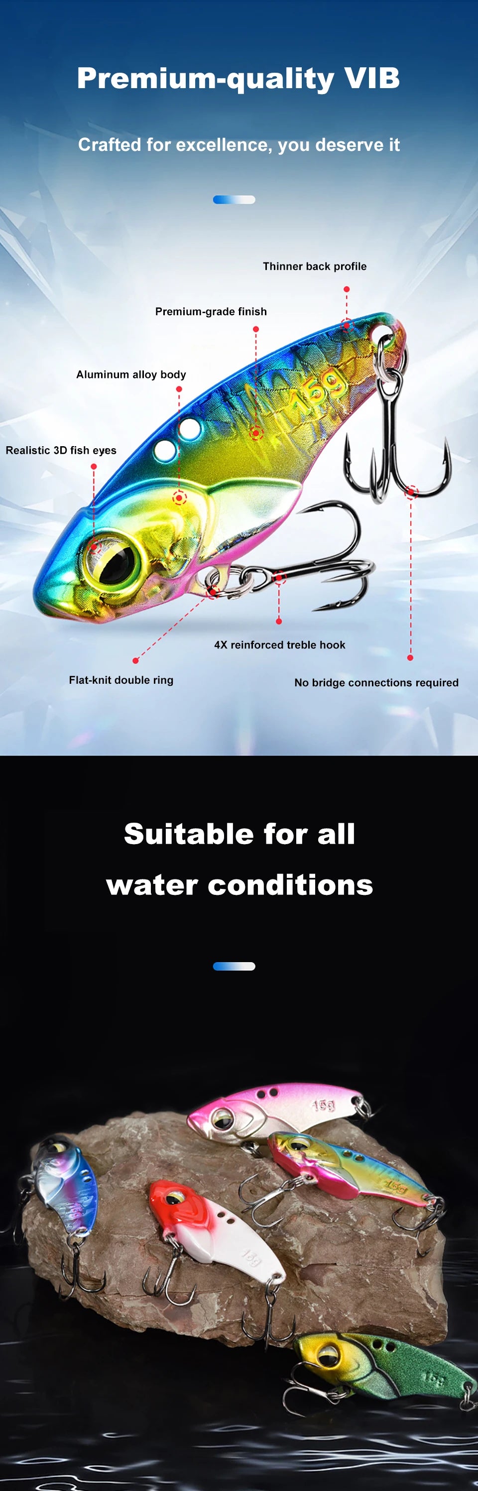 1PCS 3.5g/5g/7g/10g/15g VIB Fishing Lure Rattlesnake Iron Jig – Ultimate Long-Cast Hard Lure for Predatory Fish