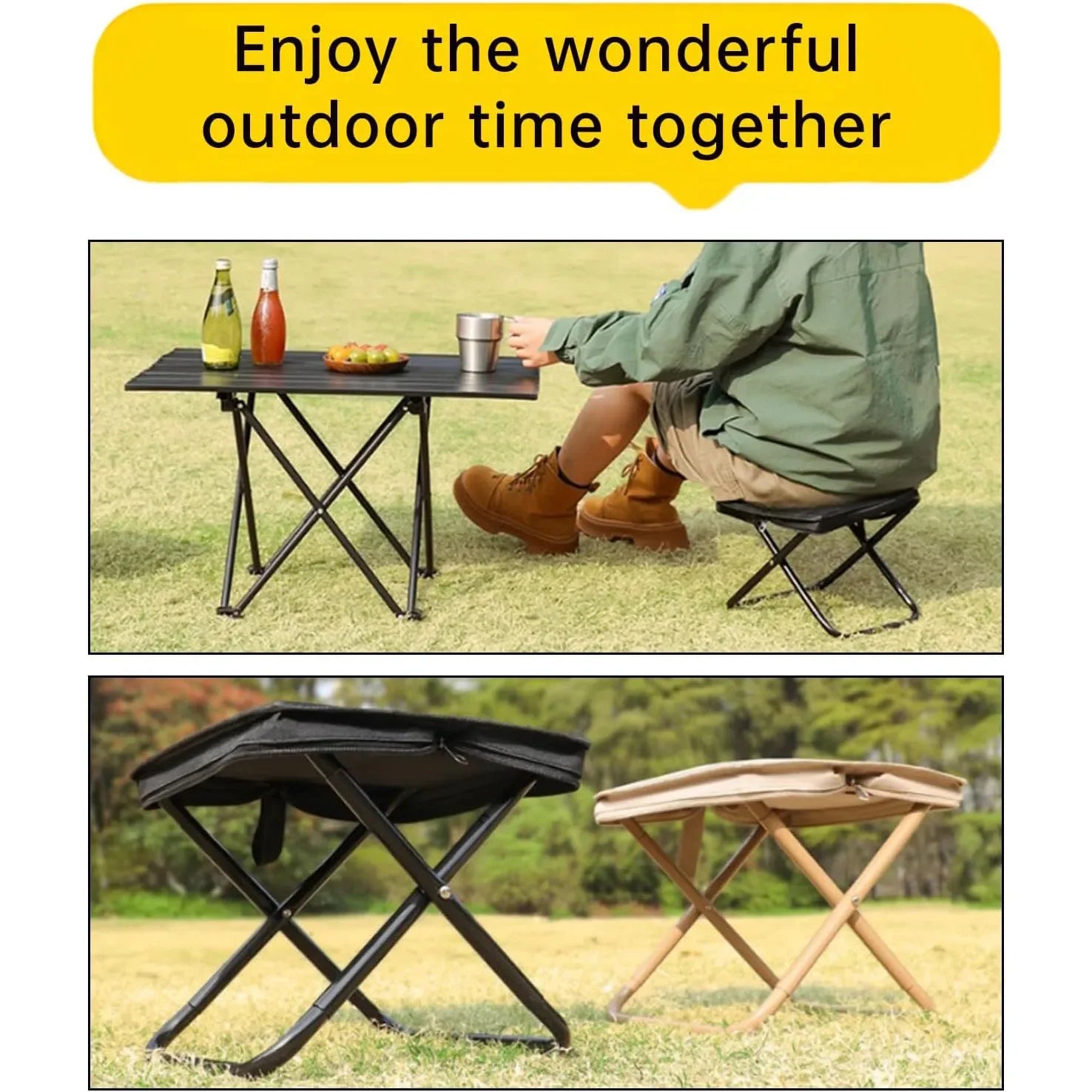 Ultralight Folding Camping Stool – Pocket-Sized 900D Oxford Seat for Fishing, Hiking, Backpacking &amp; Picnic