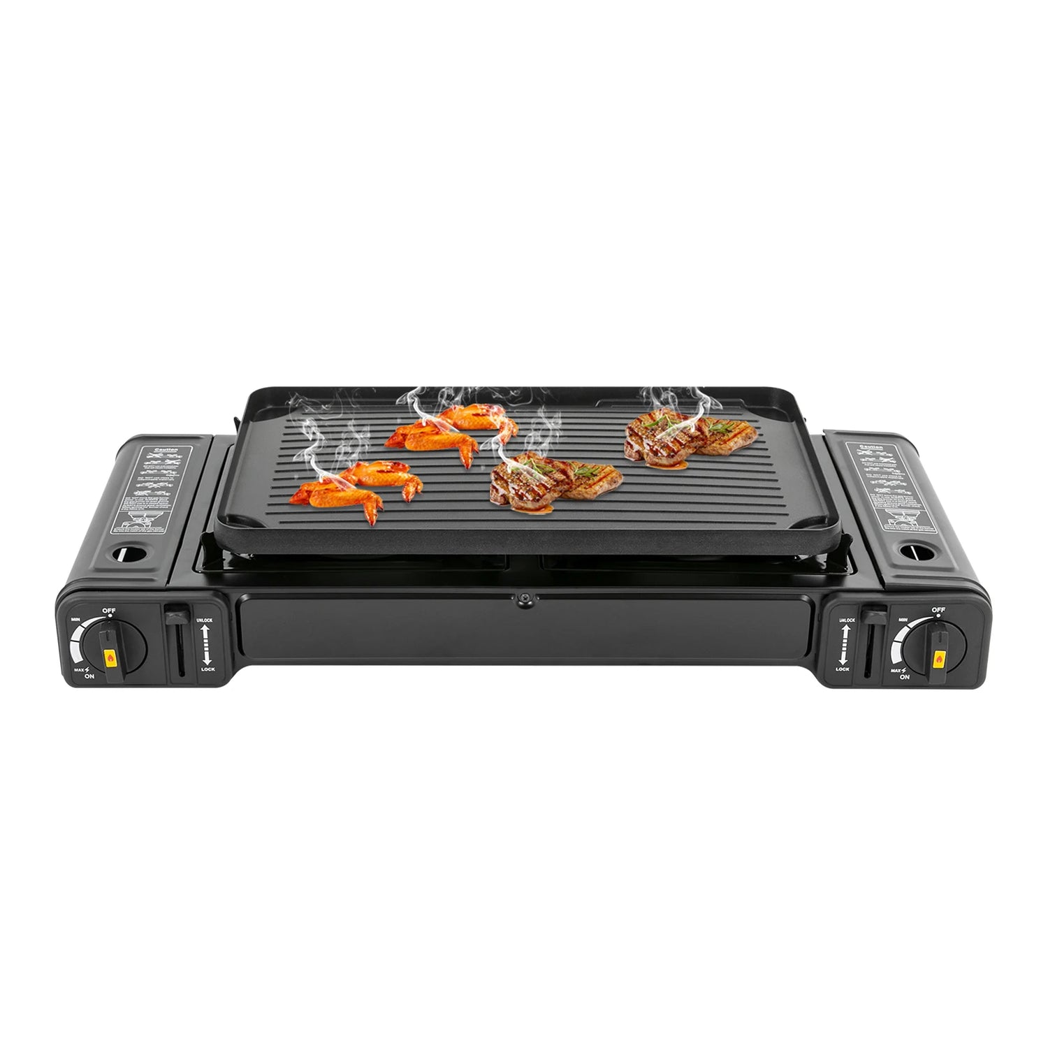 2500W Portable Camping Stove 2 Burners Camping Stove with Baking Tray&amp;Portable Case use  Butane or LPG Home Application Outdoor