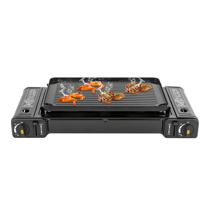 2500W Portable Camping Stove 2 Burners Camping Stove with Baking Tray&amp;Portable Case use  Butane or LPG Home Application Outdoor