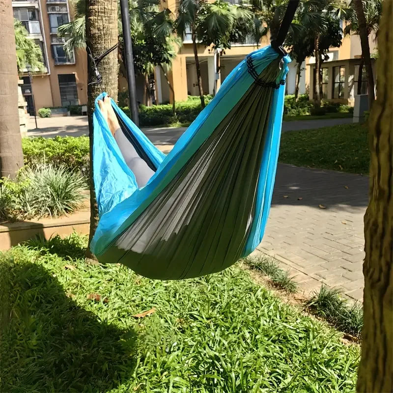 Camping Hammock with Tree Straps – Lightweight Nylon Hammock for Outdoor &amp; Indoor Use