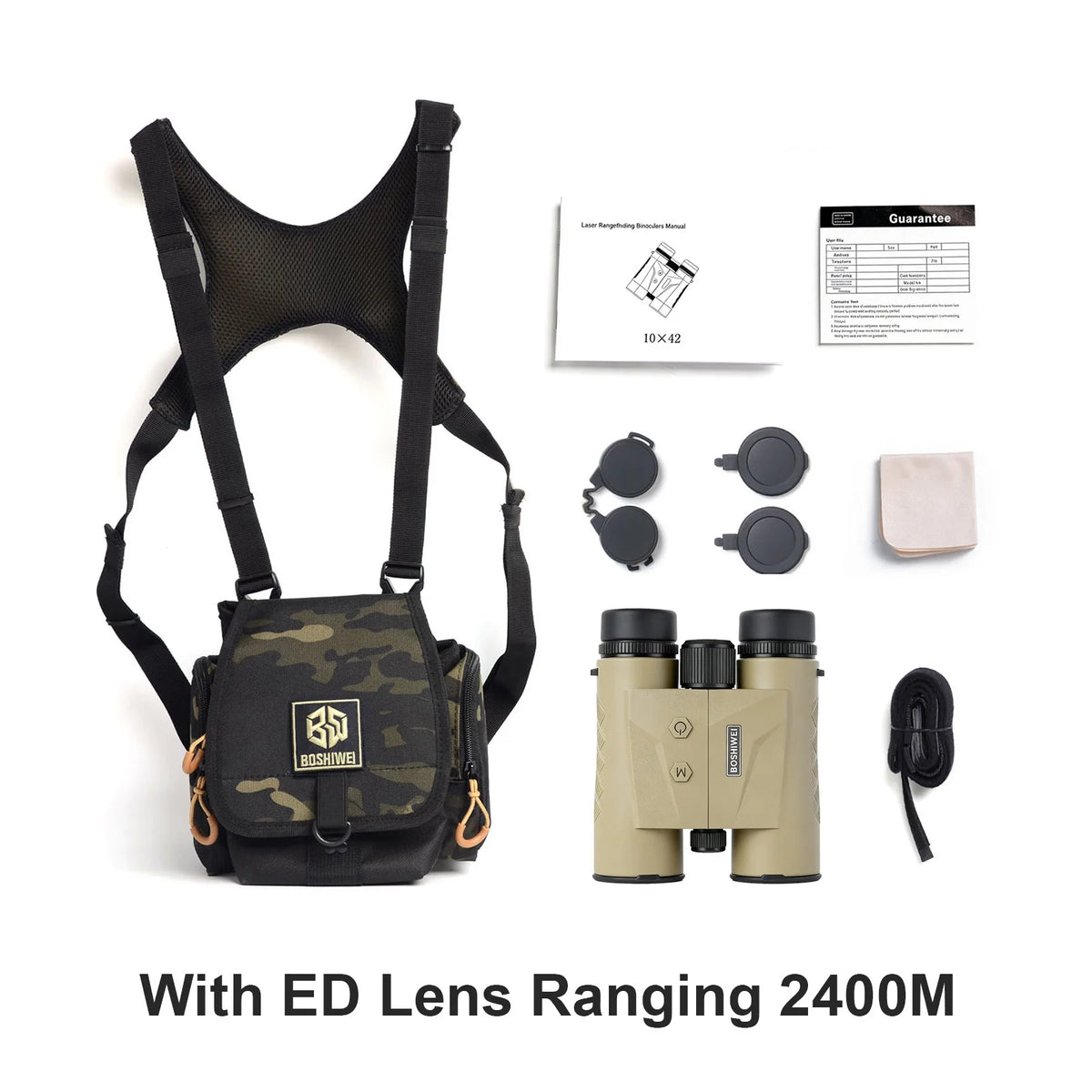 BOSHIWEI BSW 10X42 ED Laser Rangefinding Binoculars – IPX7, 1800m / 2400m, Hunting &amp; Golf