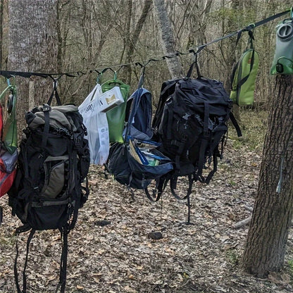 Campsite Storage Strap with 19 Hooks  for Hanging Camping Equipment, Durable Campground Organizer