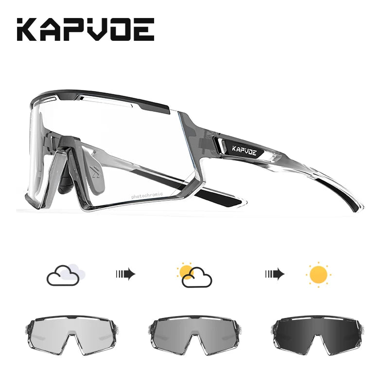 Kapvoe Photochromic Sunglasses for Men Cycling Glasses UV400 Sports Outdoor MTB Baseball Eyewear Women Sunglasses Cycling