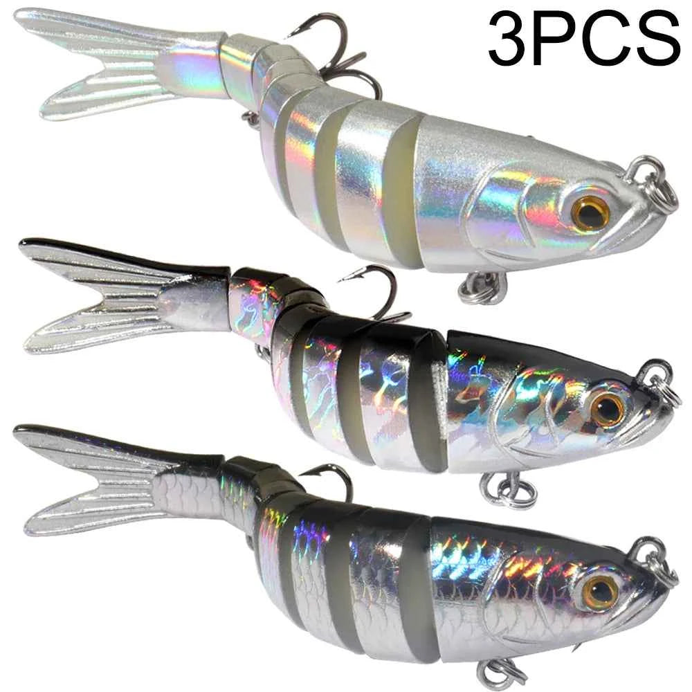 3PCS Swimbait 11g 16g 27g Joint Bait 3D Eye Laser colorful Bionic Pesca Bass Treble Hook Carp Fishing Tackle Sinking Pencil Lure