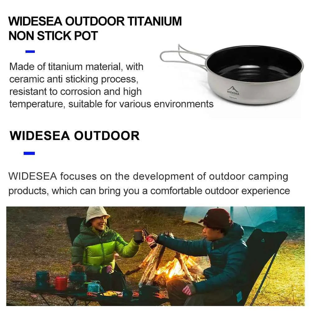 Widesea  Titanium Cookware  Titanium Cookware Set Tourism Cauldron Outdoor Cooking Pot Frying Pan Picnic Kitchen Hiking Trekking