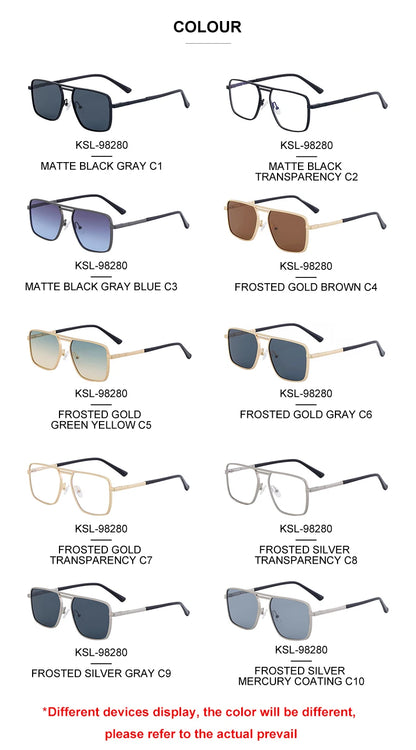 GENTLE LIU KSL-98280 Oversized Double Beam Square Sunglasses – Alloy Frame, UV400