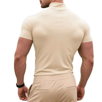2025 compress sports Men T-shirt quick-dry Half High Collar Short Sleeve Pullover Tops Tight Breathable tops men Running T-shirt