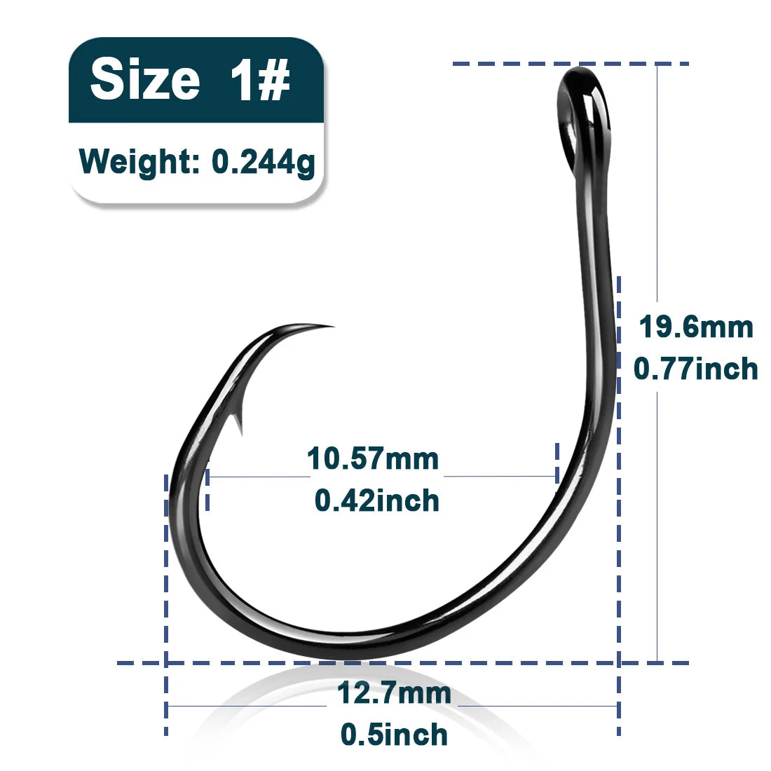 9KM Wide Gap Circle Hooks – Saltwater &amp; Freshwater, Non-Offset, 25/50/100 Pack