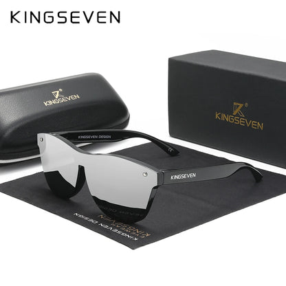KINGSEVEN Oversized Rimless Polarized Sunglasses – UV400 Mirror Lens, Retro Style