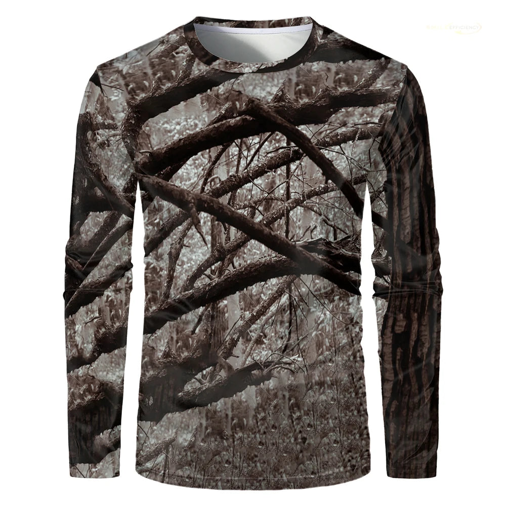 Camouflage Hunting Long Sleeve Men T-shirt Outdoor Sports Tactical Training Clothes Tee Hiking Fishing Camping Quick Drying Tops