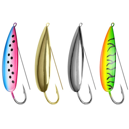 Weedless Spoon Lure Kit – 4pcs Spinner Metal Fishing Lures with Anti-Grass Hooks (8g/16g/19g)
