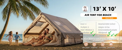 SENLEETO 6-8 Person Inflatable Camping Tent | Stove Jack, AC Vent &amp; Pump Included