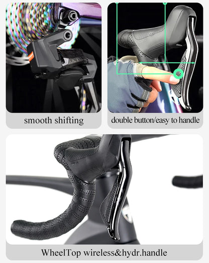 Twitter Full Carbon Road Bike Wireless Electronic Shifting WheelTop EDS TX 2X12 Speed Hydraulic Disc Brake Adult Men&