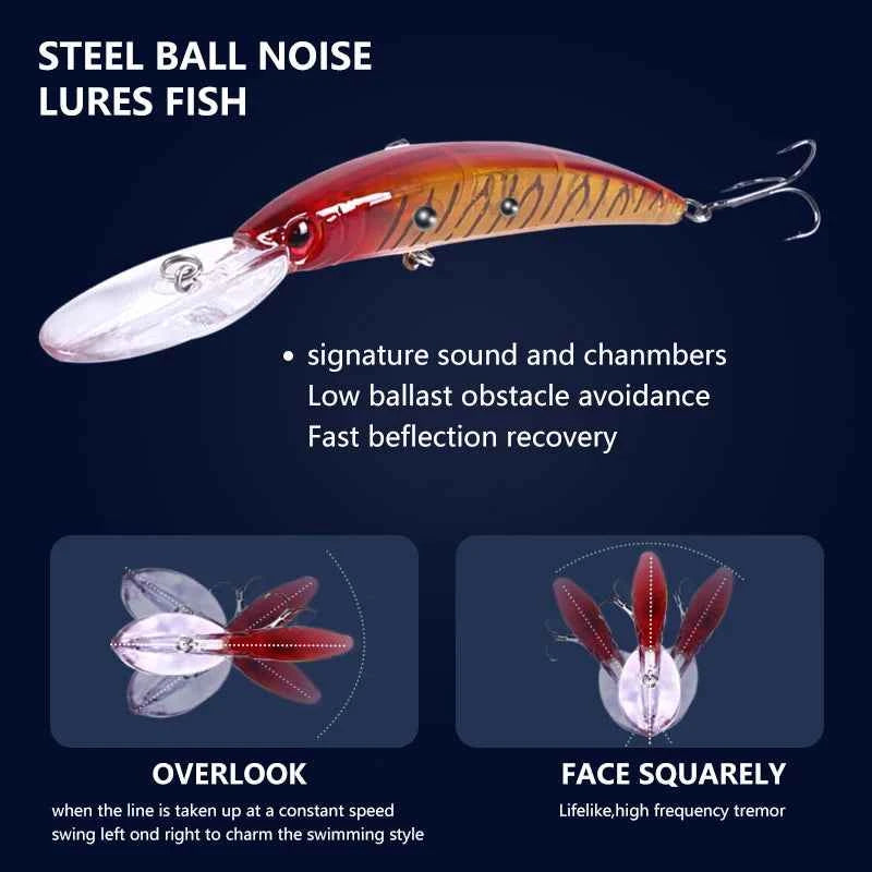 150mm 15g Deep Diving Jerkbait Minnow Fishing Lure – Hard Bait Wobbler with Rattle for Bass &amp; Pike