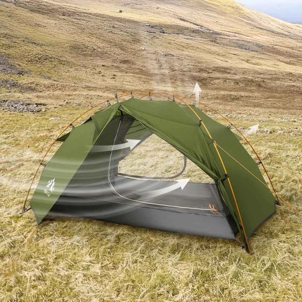 Night Cat Backpacking Tent 2 Person Lightweight Camping Tent with Foldable Pole, Lightweight Fast Setup Double Layers Waterproof Ultralight Tent Compact 7x4.4ft - Two Doors