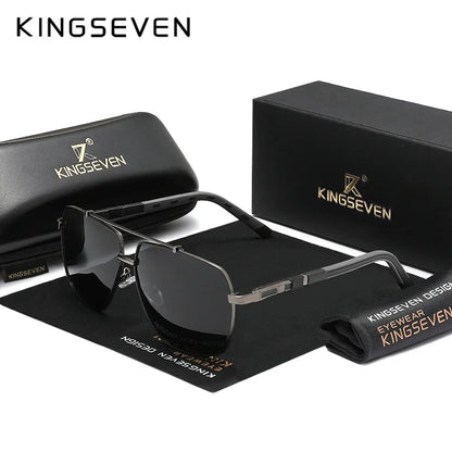 KINGSEVEN Square Polarized Sunglasses – UV400 Mirror Aluminum Frame for Men &amp; Women