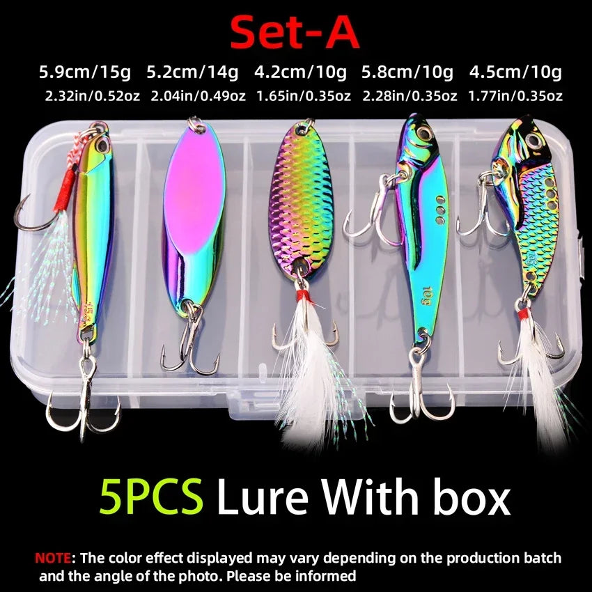 5pcs Metal VIB Wobbler Fishing Lure Set – 3g/10g/15g Sinking Hard Bait for Sea &amp; Freshwater Fishing