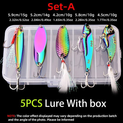 5pcs Metal VIB Wobbler Fishing Lure Set – 3g/10g/15g Sinking Hard Bait for Sea &amp; Freshwater Fishing