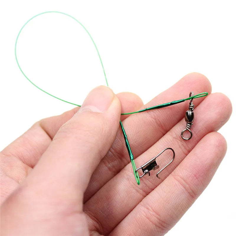 Anti Bite Steel Fishing Line Steel Wire Leader With Swivel Fishing ,  Leash Fishing Wire 15cm 20cm  30cm
