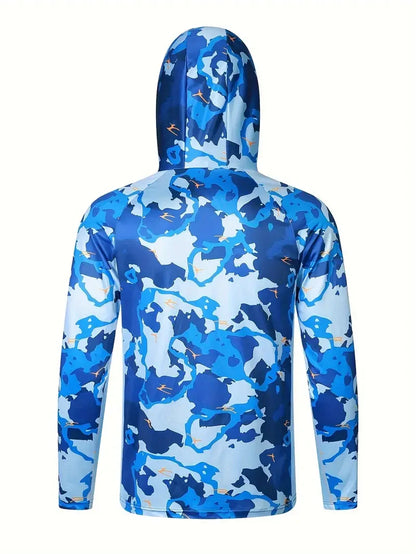 Fishing Shirt Hooded Men Fishing Clothes Outdoor Summer Mask Hoodie Sun Uv Protection Performance Jersey