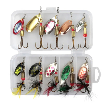 Metal Spoon Spinner Wobbler Lure Set – 10pcs Trout &amp; Pike Spinnerbait Kit (2–8g)