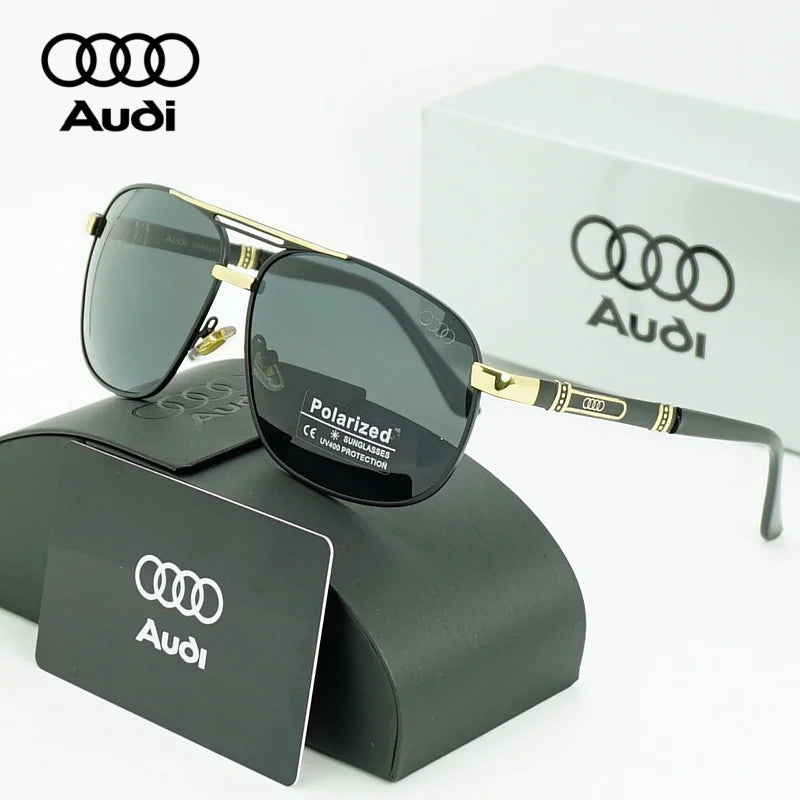 Audi Polarized Sunglasses – Unisex UV400 Anti-Glare Square Alloy Frame Sport &amp; Driving Shades