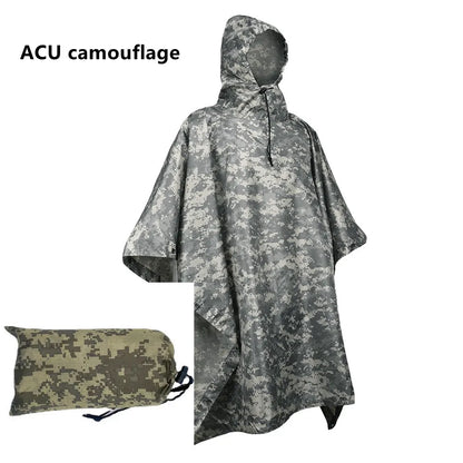 Camouflage Waterproof Poncho – Multifunctional Rain Cover for Camping &amp; Hunting