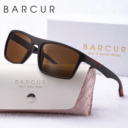 BARCUR TR-90 Polarized Rectangle Sunglasses – UV400, Outdoor Sport, Men &amp; Women