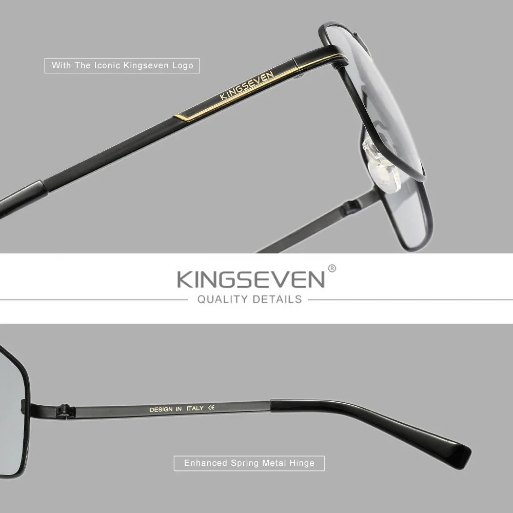 KINGSEVEN 7891 Polarized Sunglasses – Stainless Steel, Photochromic, UV400, Unisex