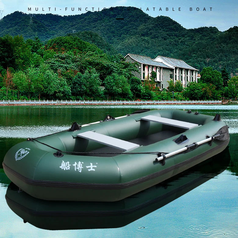 1.75~3.6m Green Fishing Kayak PVC Inflatable Boat with Air Deck Bottoms Set Fishing Boat Raft Rubber Dinghy Inflatable Clip Net