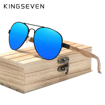 Wood Frame Pilot Polarized Sunglasses UV400 – Leather Case or Wooden Box