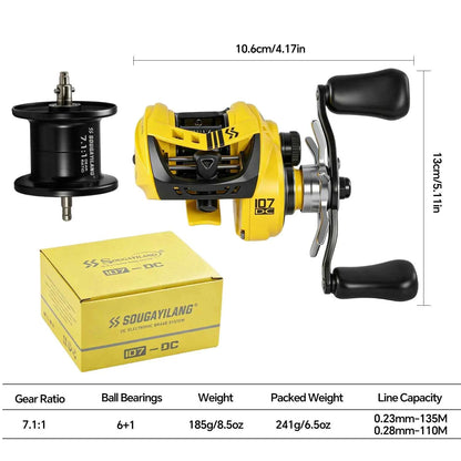 Sougayilang 107-DC Baitcasting Reel 7.1:1 Gear Ratio 6+1BB Lightweight Long Cast Fishing Reel Max Drag 15kg Saltwater Freshwater