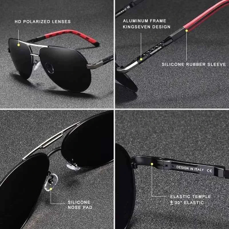 KINGSEVEN Brand Classic Pilot Aluminum Polarized Sunglasses For Men Women Driving Vacation Eyewear UV400