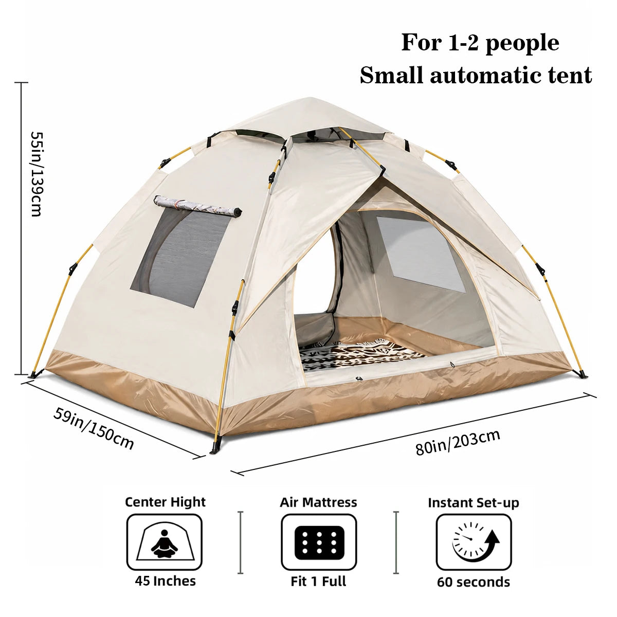Automatic Pop-Up Camping Tent | 3-4 Person | Windproof &amp; Waterproof