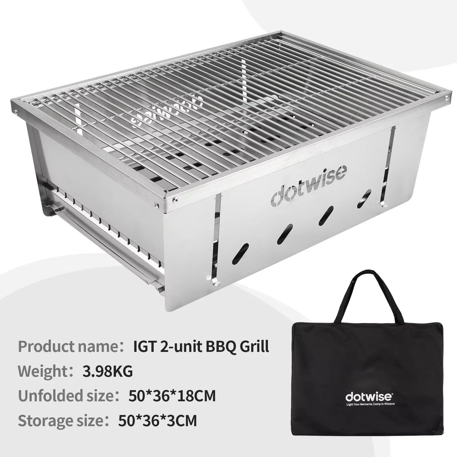 304 Stainless Steel Barbecue Grill Portable Outdoor Stove IGT Table Stove Folding Firewood Stove Barbecue Camping Stove