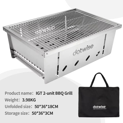 304 Stainless Steel Barbecue Grill Portable Outdoor Stove IGT Table Stove Folding Firewood Stove Barbecue Camping Stove