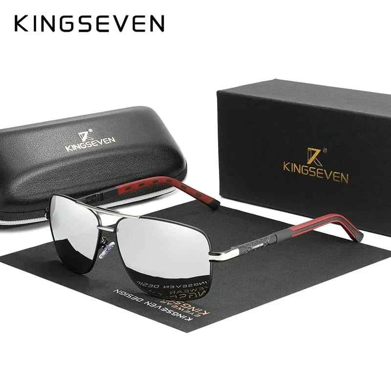KINGSEVEN 724543 Al-Mg Sunglasses – Polarized, UV400, Tall Narrow Rectangle, Unisex