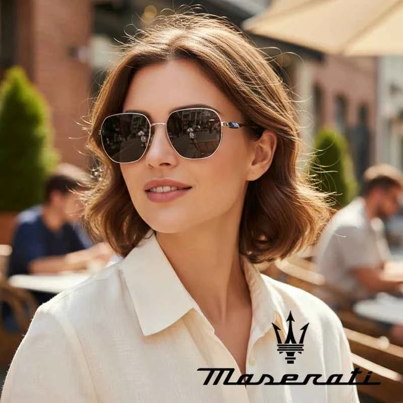 MASERATI 220495 Polarized Photochromic Square Sunglasses – Alloy Frame, UV400, Unisex
