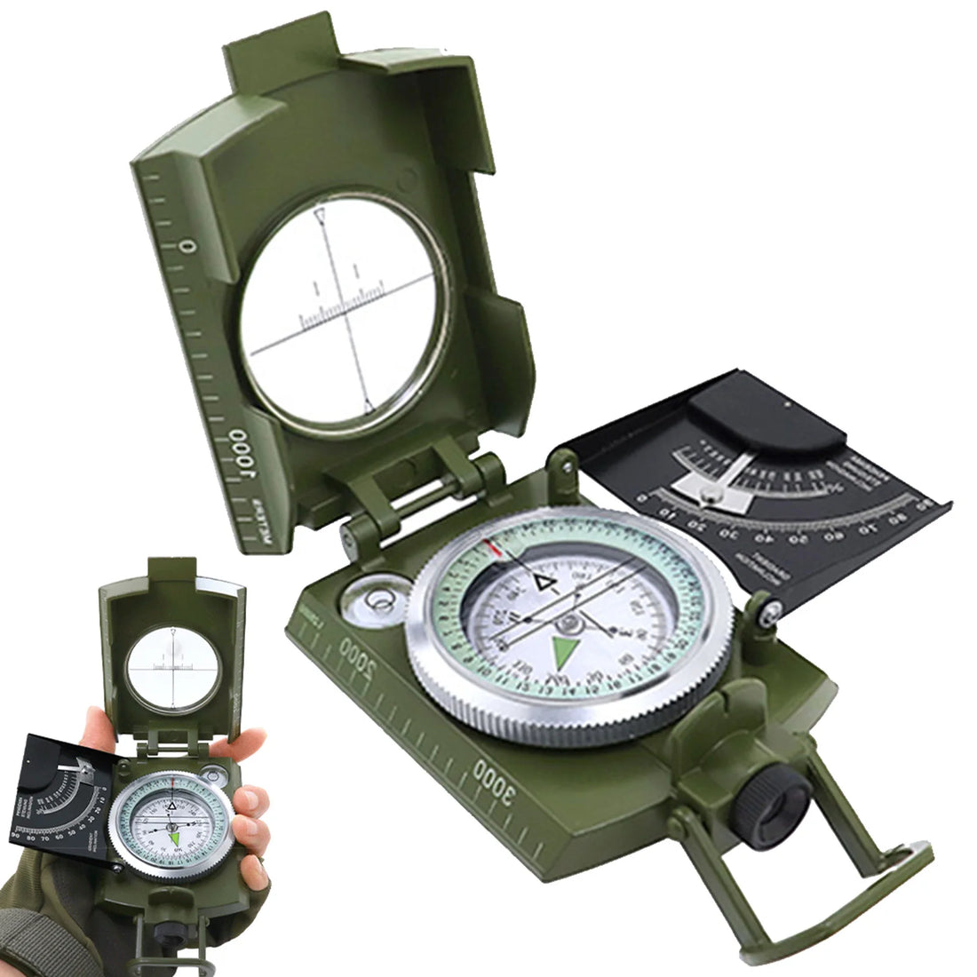 Phosphorescent Lensatic Compass – High-Precision Navigation for Hiking, Camping &amp; Survival