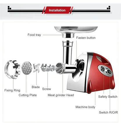 2800W Electric Meat Grinder Heavy Duty Grinder Kitchen Electric Meat Chopper Stuffer Maker Food Processor Electric Meat Slicer